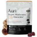 Auri Super Mushroom Daily Gummies - All-in-One Ikdienas Sēņu Papildinājums Gummy - 12 Mushroom Blend with Chaga, Lions Mane, Reishi, Cordyceps - 60 Gumijas