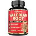 Satoomi Valerian Root Kapsulas - 9 Dabīgie Ārstniecības augi - Ashwagandha, Turmeric, Ingvers, Ceylon Cinnamon - 90 Caps 3 mēnešu piegādes