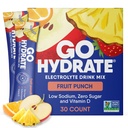 GoHydrate Instant Hydration Powder Packets - zems Nātrija Elektrolītu Dzēriens Mix - Dabas hidrācijas atbalsts, Bezcukura Elektrolītu Uzliesmojošs Pulveris Dzēriens ar vitamīnu D, 30 Iepakojumi, Augļu Punch