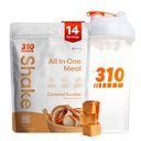 310 Uzturs All-in-one-ēdienreizes nomaiņa Shake pulveris w / Shaker Cup sākuma komplekts - augstas olbaltumvielas Fiber Rich Vegan Superfood Blend - bez cukura, Keto & Paleo Friendly, zems Carb - karamel Sundae 14 srv