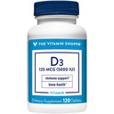 Vitamīnu veikals vitamīns D3 5000IU Softgel, atbalsta kaulu un imūno veselību, AIDS šūnu augšanu un kalcija absorbciju, bez lipekļa un vienu reizi dienā Formula (120 tabletes)
