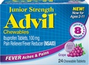 Advil Junior Košļājamās Ibuprofēns Tabletes, Vīnogu 100 mg, 24 tabletes Katra (iepakojums 6)
