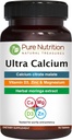 Pure Nutrition Ultra Calcium 1000mg ar VIT D3 + K2 90 Tab • Augsti absorbējamu kalcija piedevu ar kalcija citrātu Malātu, VIT D3, K2, Moringa Oleifera, magniju un cinku.