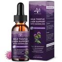 (2 Iepakojums) Piena Thistle Šķidrums Nokrīt Silymarin 1000mg, Aknu Papildinājums Detox & Attīriet ar Dandelion & Artichoke, Piena Thistle Organisks ekstrakts atbalstam Remonts Aknu veselība, Vegan, Non-GMO, 1 Fl Oz