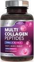 Multi-colagen papildinājums 2400 mg - I, II, III, V un X tips Multi-colagen Peptides tabletes sievietēm un vīriešiem, hidrolizēti kolagēna papildinājumi, mati, āda, nagi, & locītavu atbalsta papildinājums, 120 kapsulas