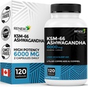 Atjaunot aktīvās Ashwagandha KSM-66 papildinājums 500MG per apkalpo ar melno piparu Superior Absorbcija - Focus & Mood atbalsts, lai palielinātu enerģijas un miega palīdzību - Ražots Kanādā - 120 kapsulas