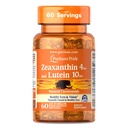 Puritan's Pride Zeaxanthin 4mg ar LutigoldTM Lutein 10mg karotinoīdi, uztura papildinājums veselīgām acīm un redzei, 60 Easy-to-Swalov Rapid Release Softgels