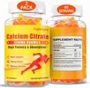 1200mg kalcija citrāts Gumijas pieaugušajiem: bez cukura Vegan Vitamīnu papildinājums ar D3 K2 - Sievietes Vīriešiem augsts absorbcijas papildinājums kaulu zobiem (60 skaitīšana(paka no 2))