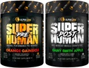 ALPHA LION Superhuman pre Workout pulveris un post Workout Recovery Bandle, ilgstoša enerģija un Focus + Lean Muskuļu augšanu, stiprums un apjoms (Hulk Juice un Gainy Smith Apple)
