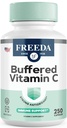 FREEDA C vitamīns - Buferētais vitamīns C 500mg - Košera - Spēcīgs antioksidants Imūnbalsts - Jutīgs kuņģis Vitamīni C Kapsulas Kalcija askorbāts - vitamīns C 500 mg - VIT C Papildinājums (250 Skaits)