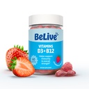 BeLive vitamīns D3 Gumijas ar B12 Vitamīni - 60 Ct Imūnsupport Gumijas ar Vegan vitamīns B12 & D3, Nodrošina uzlabotu kaulu un muskuļu spēku, Hearth veselība un enerģija - zemeņu Flavor