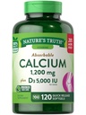 Dabas patiesība Kalcijs 1200 mg Plus vitamīns D3 5000 SV piedevas, 120 Skaits (3. iepakojums)