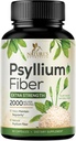 Psyllium Husk pulveris Kapsulas 2000mg, Dabīgs ikdienas Šķīstošās un nešķīstošās Fiber Pillas, Psyllium Husk Fiber papildinājums atbalsta Gremošanas Colon veselība un regularitāte, Augu balstīta papildinājums - 60 kapsulas