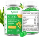 2 Iepakojums Organic Irish Sea Moss Gummies with Black Seed Oil, Chlorophyll - vairogdziedzera, garastāvokļa, enerģijas un imūnās sistēmas atbalsts - Sievietes un vīrieši, pieaugušie un bērni - 120 Vegan Gummes