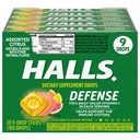 HALLS Defense Asorti Citrus C vitamīna pilieni, 20 Sticks 9 pilieni (180 Kopējais pilieni)