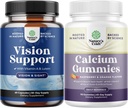 Pilnas acu veselības papildinājums pieaugušajiem - luteīns 20mg Per kalpo redzes un zilas gaismas aizsardzību ar beta karotīnu un augstu absorbciju kalcija Gumies ar vitamīnu D3 kaulu veselībai