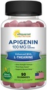 Apigenin 100mg ar L-Teanine 100mg Gumies - Apigenin Papildinājums miegam - Dabisks ekstrakts gumija alternatīva kapsulām, tabletes, pulveris un tēja - 2 Per Servē