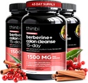 Kolonnas tīrīt berberīns Papildinājums 1500mg - 3 Iepakojums - 15 dienu Extra spēks vīriešiem un sievietēm w/Senna Leaf, Ātri darbojas dabas Laxative aizcietējuma atvieglošanai, Gut Health -Ražots ASV