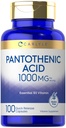Carlyle Pantothenic Acid - 1000mg - 100 Kapsulas - Essential B5 vitamīns -- Ne-GMO, bez lipekļa piedevas