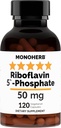 MONOHERB Riboflavīna 5'- Fosfāts 50 mg - 120 Veģetārās kapsulas - bioaktīvais vitamīns B2