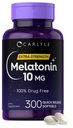 Carlyle Melatonin 10mg  - 300 Softgels -- Papildu stipruma atbalsts pieaugušajiem -- ne-GMO, bez lipekļa piedevas