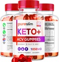 3 Iepakojums - PureSlim KetoACV Gummies 1050MG, Papildinājums Advanced Formula, 180 Gumijas 3 mēnešiem