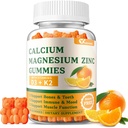 Kalcija magnija cinka Gumijas ar vitamīnu D3 & K2 - Bez cukura kalcija Gumijas sievietēm un vīriešiem - Kaulu un Imūnsupport - Non-GMO, Bez lipekļa, Apelsīnu Uzliesmojošs - 60 Gumijas