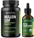 HAVASU NUTRITION Mullein Leaf kapsulas + Nātres šķidruma pilieni Respiratorās veselības paka