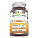 Amazing Formulas D3 vitamīns (holekalciferols) Papildinājums - 5000 SV uz vienu Kalpošanas reizi 180 Softgels -- Non-GMO --Bez glutēna