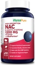 NusaPure N-Acetyl Cysteine (NAC) 1200mg 180 Veggie Caps (veģetārs, ne-GMO, bez glutēna) Bioperīns