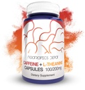 Nootrops Depot Kofeīna un L-Teanīna kapsulas - 60 tabletes - Satur 100mg kofeīna un 200mg L-Teanīna - Natural Papildinājums - Enerģijas pastiprinātājs - Garīgā Focus + trauksmes -- Coffee Alternative