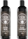 Viking Revolution Beard Shampoo and Conditioner Set - Top-tier Beard Care komplekts ar Argan & Jojoba Eļļas veselīgai bārda augšanai, Nav nieze vai kairinājums, Rich Lather, Eucalyptus Scent (10 oz)