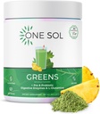 Viens Sol Greens, Super Greens pulveris, lai samazinātu uzputošanas un uzlabot Gut veselību, Superfood Svaigs Bloom Organic Greens Blend Juice & Smoothie Mix, Pre & Probiotika ar gremošanas enzīmiem, Vegan & Soy Free