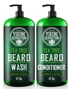 Viking Revolution Tea Tree Oil Beard Wash and Beard Kondicionieris vīriešiem - dabas Beard Softener Komplekts ar argana eļļu, E vitamīns un žeņšeņs - Beard Shampoo un kondicionieris komplekts (17 Oz)