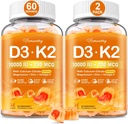 Vitamīns D3 K2 5000IU / 10000 SV Gumijas pieaugušajiem - K2 D3 Vitamīnu piedevas ar 600 mg kalcija, K2 (MK-7) 200mkg, magnija, cinka, omega-3 - atbalsta kalcija uzsūkšanos un imūno veselību