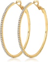 MOROTOLE 14K Gold Rhinestone Hoop Auskari - Modes Plānās lielās stīpas, Hipoalerģiska, 20/30/40/50/60/70mm