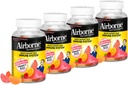 Airborne 750mg vitamīnu C Imūnās atbalsta papildinājums Gumijas pieaugušajiem, Assorted Fruit Flavor, bez lipekļa Blend ar spēcīgiem antioksidantiem A C & E, 42 Gumijas (4 iepakojums)