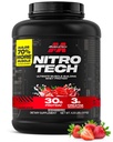 Muskuļu tech sūkalu olbaltumvielu pulveris (Zemenes, 4 mārciņa) - Nitro-Tech Ultimate Muskuļu Building Formula ar Sūkalu Proteīnu Izolāts - 30g olbaltumvielu, 3g kreatīna un 6.8g BCAA - Iepakojums May Vary