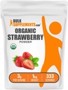 BulkSupplements.com Organic zemeņu pulveris - augļu pulveris no organiskām zemenēm - bez cukura Pievienots un bez lipekļa, 3g uz vienu Kalpo, 1kg (2.2 mārciņas) (1. iepakojums)