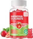 90 CT Magnija Glicināt Gumijas - bez cukura Magnija Kālija Papildinājums ar vitamīnu D, B6, CoQ10 Calm Mood & Miega atbalsts - 90 zemeņu Gumijas