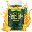 Candida atbalsts Oregano Oil Gummies, Candida tīrīt Detox Papildinājums sievietēm un vīriešiem, Atbalsts Gut Veselība un Imūnsupport, Natural Ananass Flavor, 60 Count