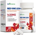 Red Vine Leaf ekstrakts 1630mg ar Zirgu kastaņu, Buther s slotu, Hawthorn Papildinājums varikozas veiniem, Kāja, Cirkulācija, Sirds, Ādas, Atbalsts sirds veselībai, Ražots ASV, 60 Kapsulas
