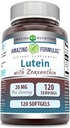 Amazing Formulas Lutein 20 mg ar Zeaxanthin 800 mcg - Softgels Papildinājums -- Non-GMO ---Luten Free -Ražots ASV (120 Skaits)