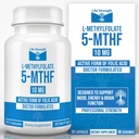 L-metilfolāts 10 MG, Optimizēts un augsti bioaktīvs metilfolāts, 5-MTHF papildinājums gara un imūnās sistēmas atbalstam, dabas uztura papildinājums enerģijai, bez GMO un lipekļa, 90 kapsulas