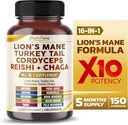 Lion's Mane Turkey Tail Cordyceps Reishi Chaga - Kopumā Wellness Support- Ražots ASV