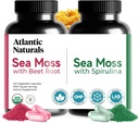 Atlantic Naturals Sea Moss Superfood Bundle - Jūras Moss ar biešu saknēm un spirulīna kapsulām - Aizsardzības atbalsts, Asins plūsma, Kopējā veselība un dzelzs - 240 Kapsulas (2 x 120 ct)