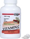 Landau 100mg Košļājamā C vitamīna konfektes bērniem un pieaugušajiem – Viegli lietot C vitamīna papildinājumu ar Acerola – Kosher & Ražots ASV – Great Tasting Berry Flavor, 250 tabletes