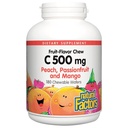 Dabiskie faktori, Kids košļājamā C vitamīns 500 mg, atbalsta Imūnās veselības, kaulu, zobu un gumu, persiku, Passionfruit un Mango, 180 Wafers