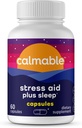 Stress Relief Aid Plus Miega Atbalsts - De-Stress, Relax un Miega Labāk - Vegan - ar Melatonīnu, Ashwagandha un L Theanine - Anti Stress Support Vitamīnu Diētiskā Papildinājums - 60 Kapsulas