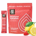 Tikai Live Advanced hidratācija - zemeņu citronāde, elektrolītu dzērienu maisījums, Tart ķiršu ekstrakts, atbalsta atgūšana un absorbcija, zems cukura līmenis, 14 iepakojumā